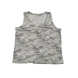 A.N.A ANA a New Approach Green Camo Sleeveless Tank Top Shirt Front Mini Pocket